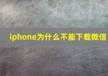 iphone为什么不能下载微信