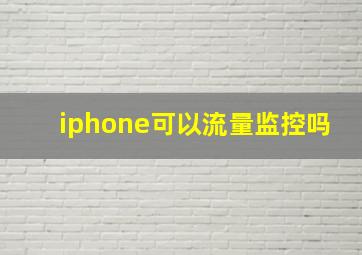 iphone可以流量监控吗