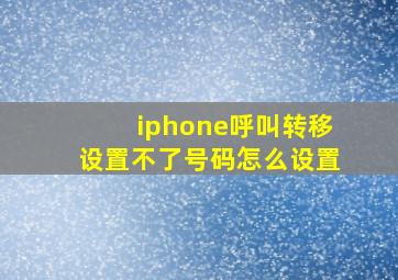 iphone呼叫转移设置不了号码怎么设置