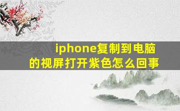 iphone复制到电脑的视屏打开紫色怎么回事