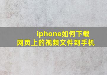 iphone如何下载网页上的视频文件到手机