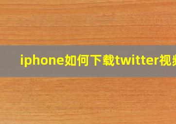 iphone如何下载twitter视频