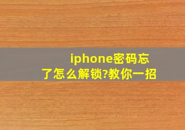 iphone密码忘了怎么解锁?教你一招