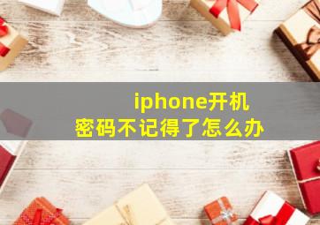 iphone开机密码不记得了怎么办