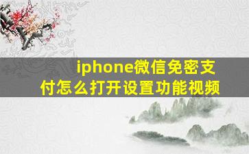 iphone微信免密支付怎么打开设置功能视频