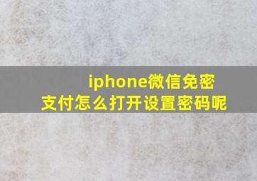 iphone微信免密支付怎么打开设置密码呢