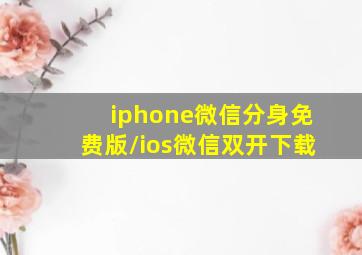 iphone微信分身免费版/ios微信双开下载