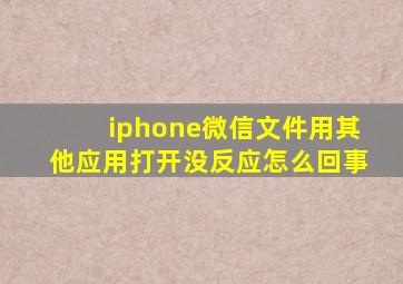 iphone微信文件用其他应用打开没反应怎么回事