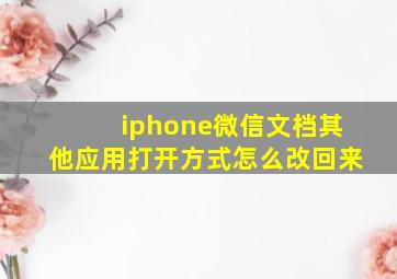 iphone微信文档其他应用打开方式怎么改回来