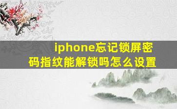 iphone忘记锁屏密码指纹能解锁吗怎么设置