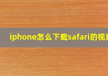 iphone怎么下载safari的视频