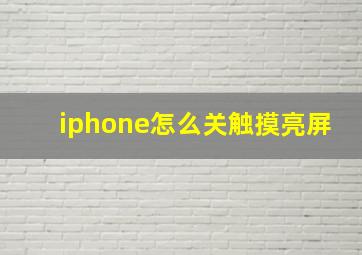 iphone怎么关触摸亮屏