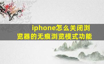 iphone怎么关闭浏览器的无痕浏览模式功能