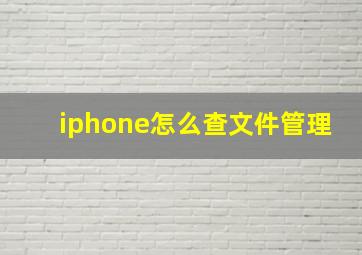 iphone怎么查文件管理