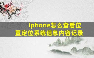 iphone怎么查看位置定位系统信息内容记录