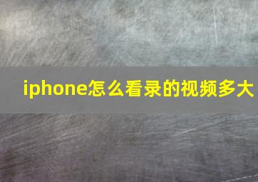 iphone怎么看录的视频多大