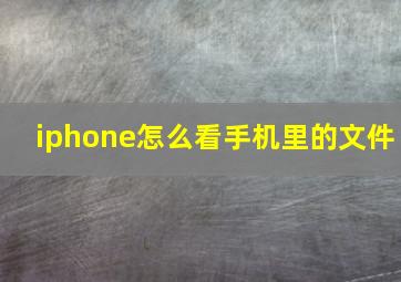 iphone怎么看手机里的文件