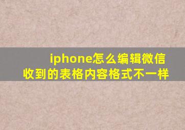 iphone怎么编辑微信收到的表格内容格式不一样