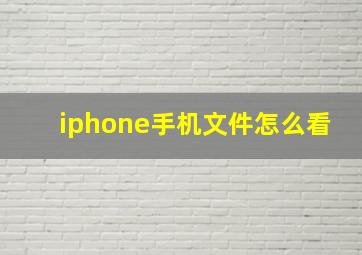 iphone手机文件怎么看