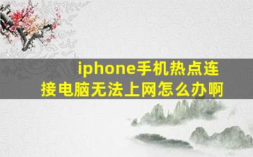 iphone手机热点连接电脑无法上网怎么办啊