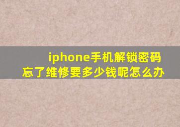 iphone手机解锁密码忘了维修要多少钱呢怎么办