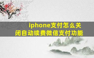 iphone支付怎么关闭自动续费微信支付功能