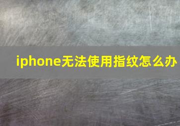 iphone无法使用指纹怎么办