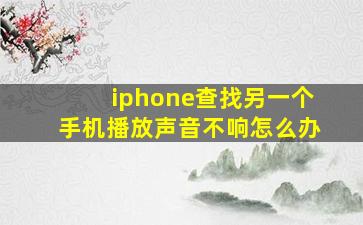 iphone查找另一个手机播放声音不响怎么办