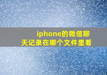 iphone的微信聊天记录在哪个文件里看