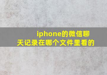 iphone的微信聊天记录在哪个文件里看的