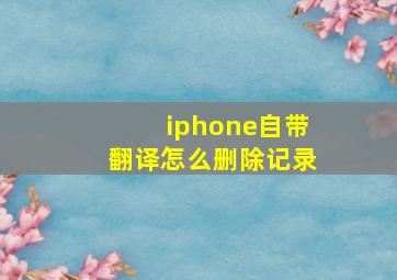 iphone自带翻译怎么删除记录