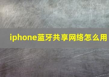 iphone蓝牙共享网络怎么用