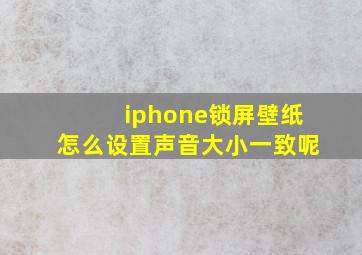 iphone锁屏壁纸怎么设置声音大小一致呢