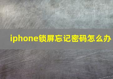 iphone锁屏忘记密码怎么办