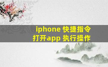 iphone 快捷指令 打开app 执行操作