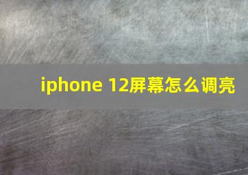 iphone 12屏幕怎么调亮