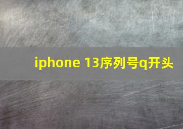 iphone 13序列号q开头