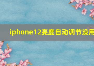 iphone12亮度自动调节没用