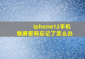 iphone12手机锁屏密码忘记了怎么办