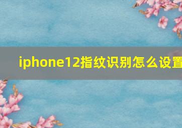 iphone12指纹识别怎么设置