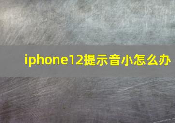 iphone12提示音小怎么办