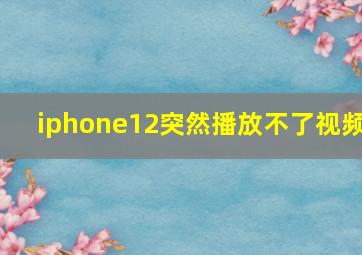 iphone12突然播放不了视频