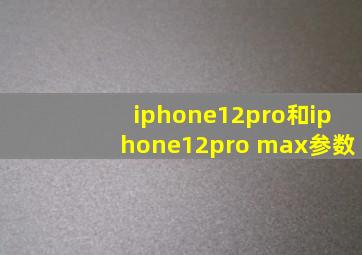 iphone12pro和iphone12pro max参数