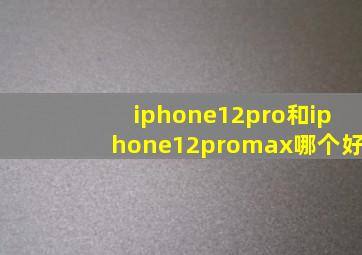 iphone12pro和iphone12promax哪个好