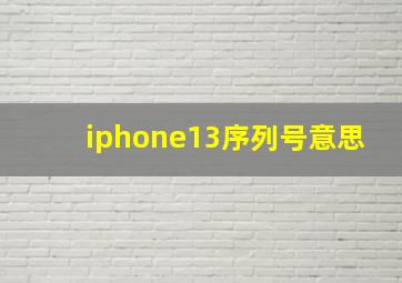 iphone13序列号意思