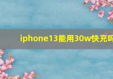 iphone13能用30w快充吗