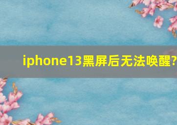 iphone13黑屏后无法唤醒?