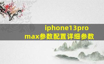 iphone13promax参数配置详细参数