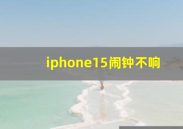 iphone15闹钟不响