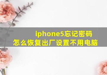 iphone5忘记密码怎么恢复出厂设置不用电脑